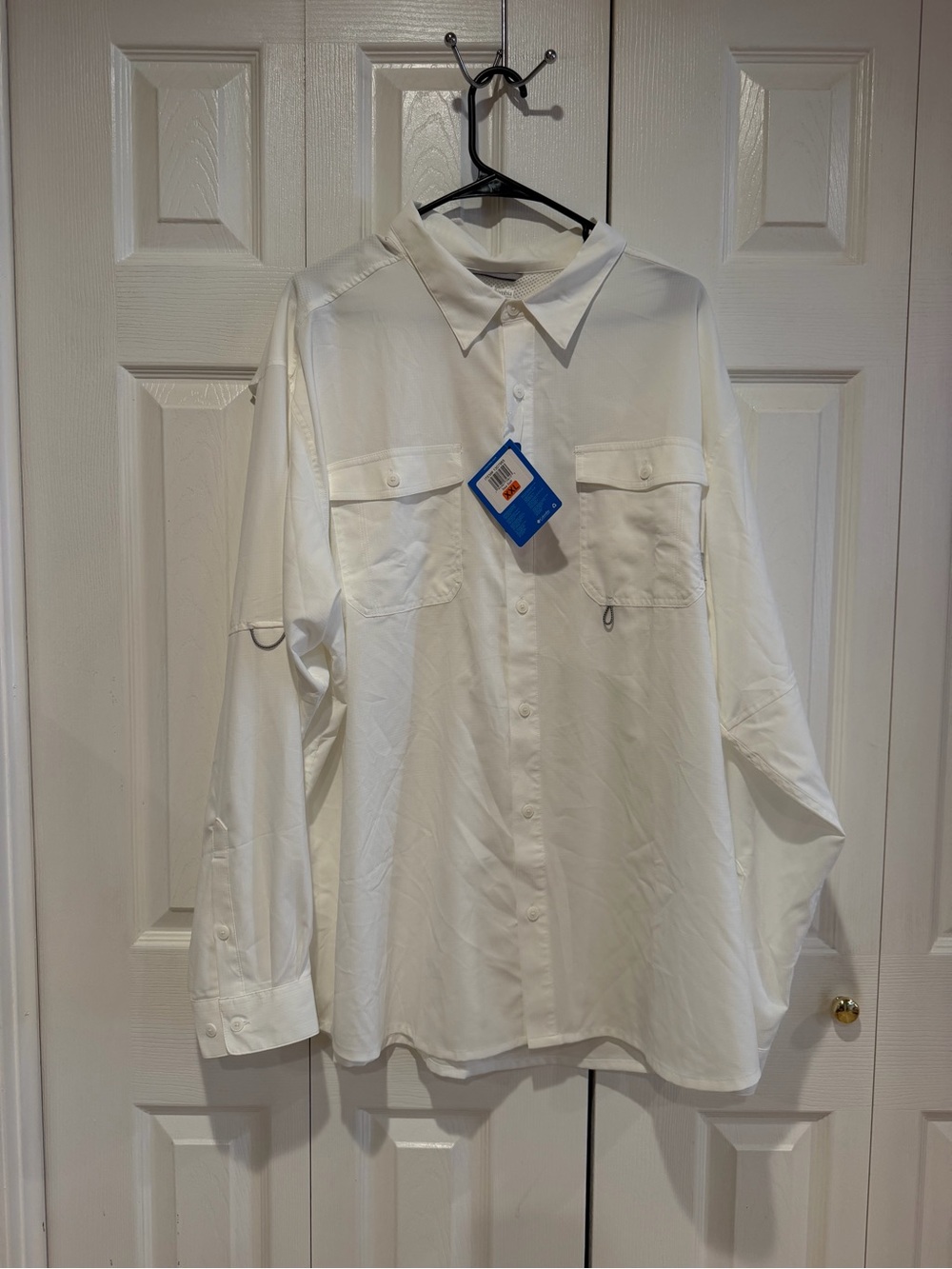 Columbia White Long-Sleeve Casual Button-Down Shirt